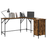 Desk Smoked Oak 141x141x75 cm Engineered Wood 837599