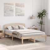 Bed Frame with Headboard Natural 135 x 190 cm Solid Pine Wood 872071