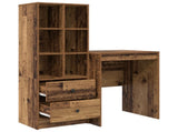 Desk with Drawer with Shelf with Storage 2 pcs Old Wood 3337343