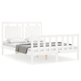 Bed Frame without Mattress White Double Solid Wood Pine 3192142