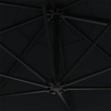 Wall-mounted Garden Parasol with LEDs 300 cm Black 312528