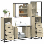 ZNTS 4 Piece Bathroom Furniture Set Sonoma Oak Engineered Wood 3301251