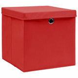 Storage Boxes with Covers 10 pcs 28x28x28 cm Red 325222