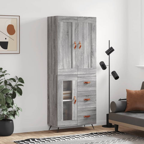 Highboard Grey Sonoma 69.5x34x180 cm Engineered Wood 3199919