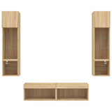 6 Piece TV Wall Units with LED Sonoma Oak Engineered Wood 3216624