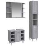 ZNTS 3 Piece Bathroom Cabinet Set Grey Sonoma Engineered Wood 3187607