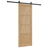 Sliding Door Natural and Black 73.5 x 198.5 cm Solid Pine Wood 3333158