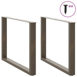 Dining Table Legs U-Shaped 2 pcs Natural Steel 100x cm Steel 4013199