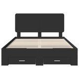 Bed Frame with Headboard Black 160 x 200 cm Engineered Wood 3412759