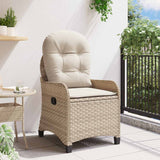 Recliner Chair with Cushion Beige 56 x 66 x 95 cm Poly Rattan 42003420