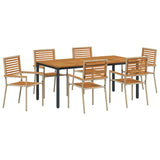 Garden Dining Set 7 pcs Beige Poly Rattan 3365504