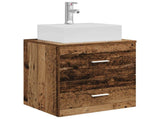 Bathroom Furniture Set 5 pcs Old Wood Engineered Wood and Glass 3406797