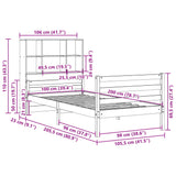 ZNTS Bookcase Bed without Mattress White 100x200 cm Solid Wood Pine 3322234
