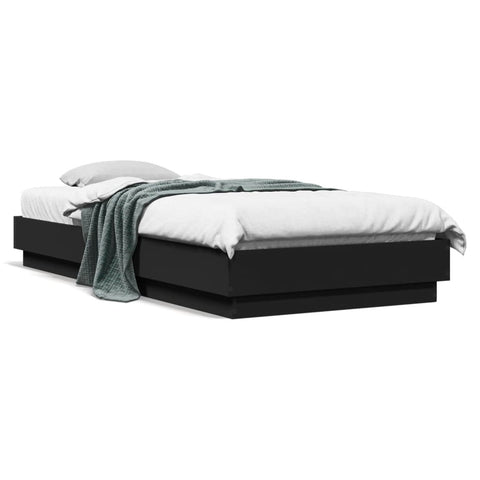 ZNTS Bed Frame without Mattress with LED Lights Black 90x200 cm 839512