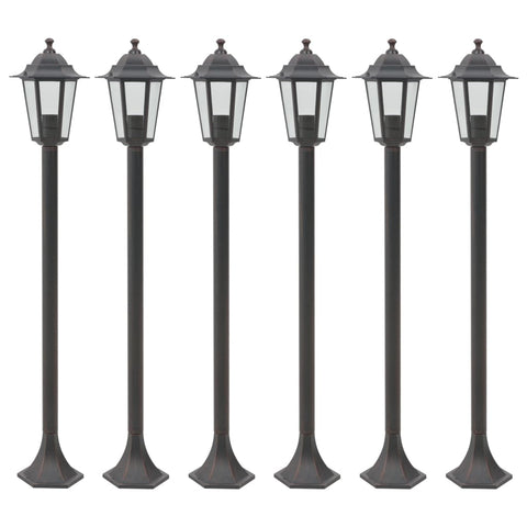 ZNTS Garden Post Lights 6 pcs E27 110 cm Aluminium Bronze 44205