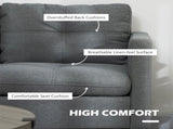 Two-Seater Sofa, with Steel Legs - Grey T3398P423899