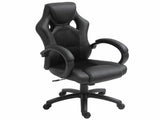 Office Chair Faux Leather Swivel Computer Desk Chair for Home Office with Wheels Armrests Black T3398P328248