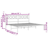 Metal Bed Frame without Mattress with Headboard Black 193x203cm 372283