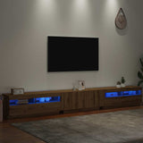 TV Cabinet with LED Lights Artisan Oak 300x35x40 cm Engineered Wood 3329170