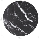Table Top Black 70x0.8 cm Tempered Glass with Marble Design 322265