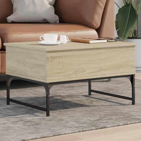 ZNTS Coffee Table Sonoma Oak 70x50x40 cm Engineered Wood and Metal 845372