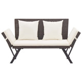 Garden Bench with Cushions Brown 176 cm Poly Rattan 317182
