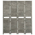 ZNTS 4-Panel Room Divider Grey 143x166 cm Solid Wood 338575