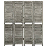 ZNTS 4-Panel Room Divider Grey 143x166 cm Solid Wood 338575