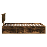 Bed Frame Smoked Oak 140 x 190 cm Engineered wood 3407872