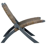 Relaxing Chair Grey Natural Kubu Rattan and Solid Mahogany Wood 285801