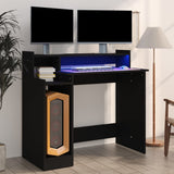 Desk with LED Lights Black 97x45x90 cm Engineered Wood 805553