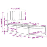 Bed Frame with Upholstered Headboard Taupe 75 x 190 cm 877812