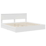 Storage Bed with Headboard White 200 x 200 cm Engineered Wood 3410763