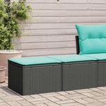 2 Piece Garden Sofa Set with Cushions Black Poly Rattan Acacia 3328660