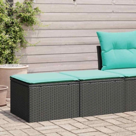 ZNTS 2 Piece Garden Sofa Set with Cushions Black Poly Rattan Acacia 3328660
