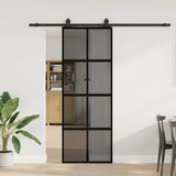 Sliding Door with Hardware Set Black 76x205 cm Tempered Glass 3375975