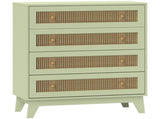 Chest of Drawers, 4-Drawer Storage Organiser Unit with Rattan Element for Bedroom, Living Room, T3398P378729