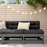 Middle Sofas with Cushions 2 pcs Grey Solid Wood Pine 825578