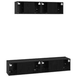 TV Cabinet Set Wall-mounted 4 pcs Black Oak Engineered Wood 3393361