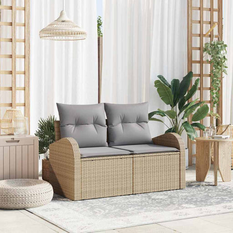 Garden Sofa with Cushion Beige 124 x 62 x 69cm Poly Rattan 42006745