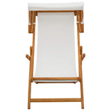 Deck Chair 2 pcs 3 Position Solid Eucalyptus Wood Cream 3407811