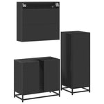 ZNTS 3 Piece Bathroom Furniture Set Black Engineered Wood 3301045