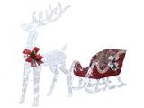 4ft Lighted Christmas Reindeer & Sleigh Outdoor Yard Decoration Set with LED Lights, Red & White 74771005
