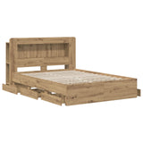 Bed Frame with Storage and Headboard Artisan Oak 120 x 200 cm 3445801