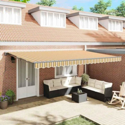 Retractable Awning Manual Multicolour Stripe 500x300 cm Fabric 3331313