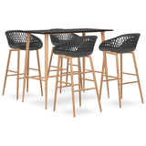 ZNTS 5 Piece Bar Set Black and Grey 3057464