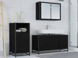 Bathroom Furniture Set 3 pcs Black Oak Engineered Wood 3402458