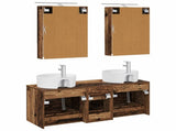 Bathroom Furniture Set 5 pcs Old Wood Engineered Wood and Glass 3406925