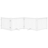 Dog Gate with Door Foldable 4 Panels White 320 cm Solid Wood Fir 352281