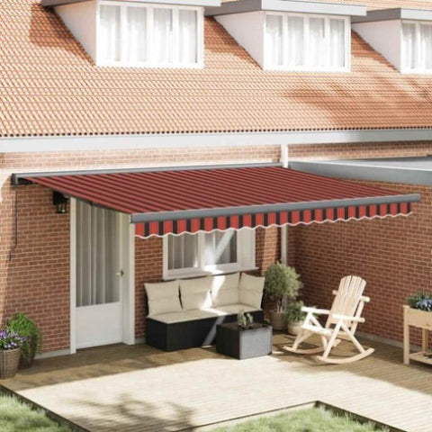 Retractable Awning Orange and Brown 4.5x3 m Fabric and Aluminium 3154569